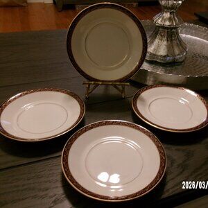 Mikasa ARAMIS Grand Ivory #L5513 Bread Plates (4) PERFECT & BEAUTIFUL BLACK GOLD